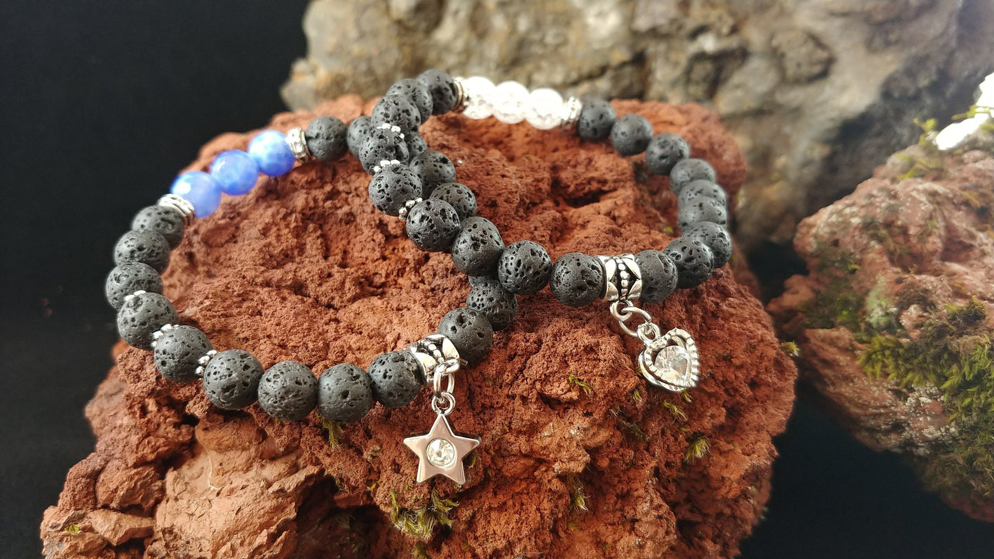 Lava Bracelet with Heart or Star Charm