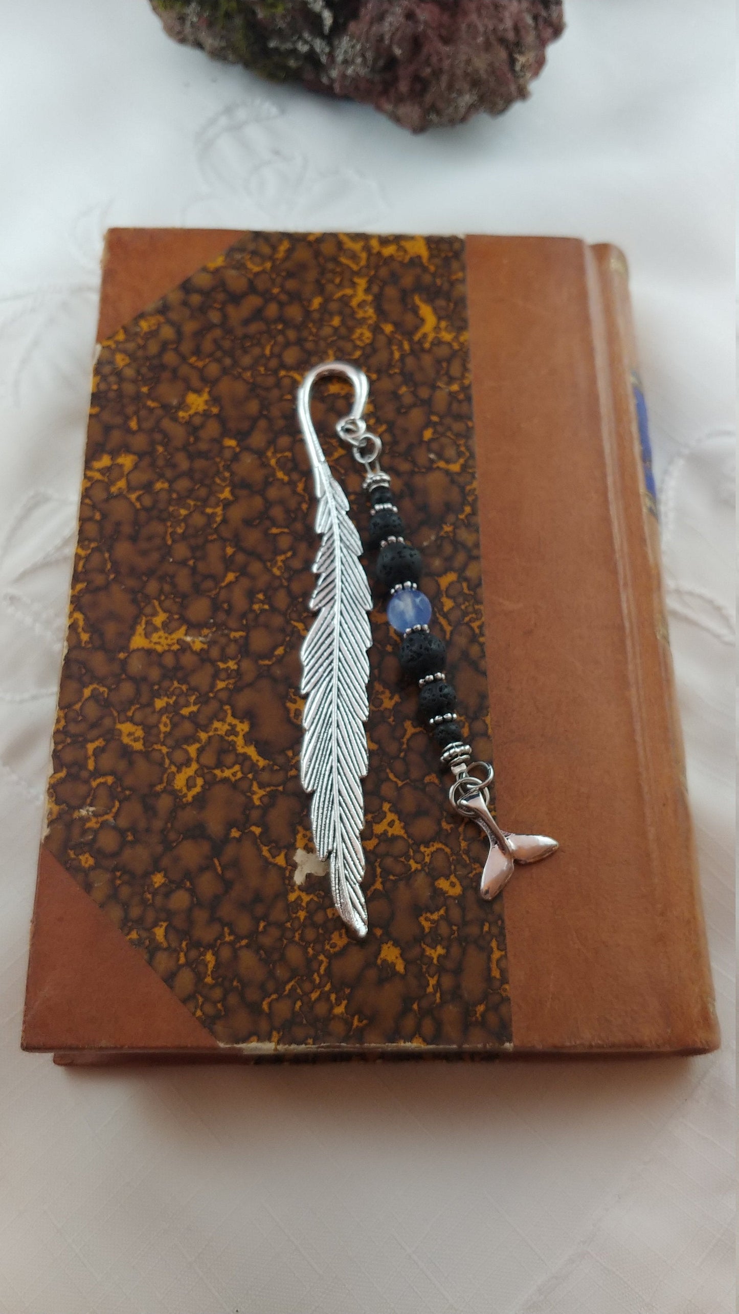 Lava Stone and Charm Bookmarks - 4 types of charms: Heart || Iceland || Whale Tail || Horse