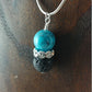 Necklace with 10mm Lava Stone - Crystal Rhinestone - Spacer Bead || 5 Colors to select from