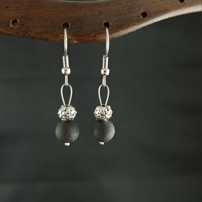 Iceland lava earrings with lava and round spacer bead