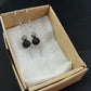 Iceland lava earrings with Lava Rock, Round spacer bead, and silver straw