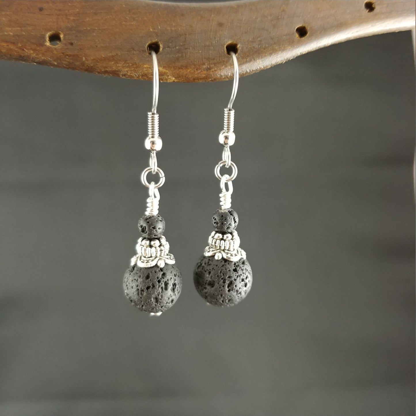 Elegant Icelandic Handmade Lava Rock Earring - Combination of small and large Lava Rocks