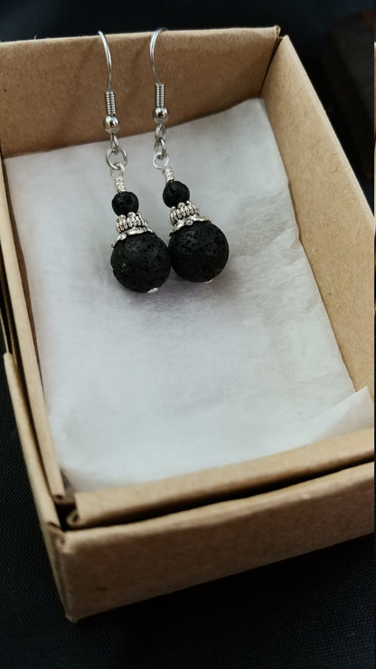 Elegant Icelandic Handmade Lava Rock Earring - Combination of small and large Lava Rocks