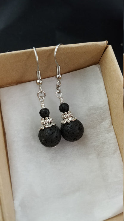 Elegant Icelandic Handmade Lava Rock Earring - Combination of small and large Lava Rocks