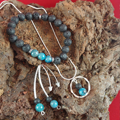 The Iceland Glacier Set || A Set of Blue Natural Apatite Jewelry || Necklace - Bracelet and Earrings