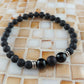 Tiger Eye Lava Bracelet - 6mm Lava Rock with 2 Black Agate Beads and 1 Frosted Tiger Eye