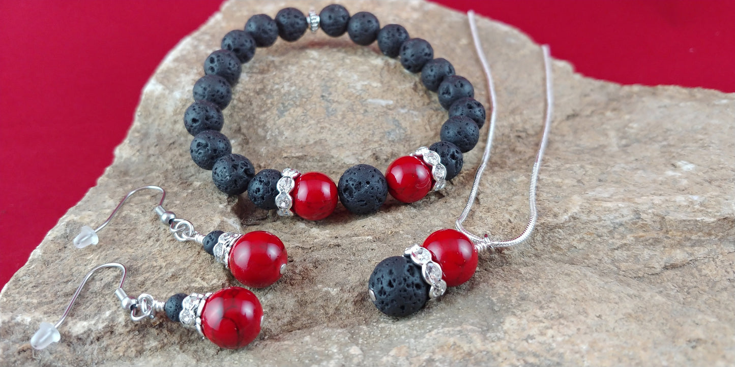 Volcano Fire Set - A Set of Volcano Jewelry || Necklace - Bracelet and Earrings