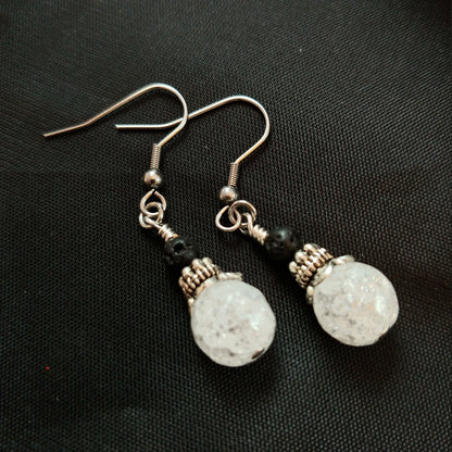 Ice Earrings with 4mm Lava – Icelandic Handmade Jewelry