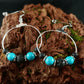 Icelandic Hoop Earring Design with Lava and Blue Tourquise beads