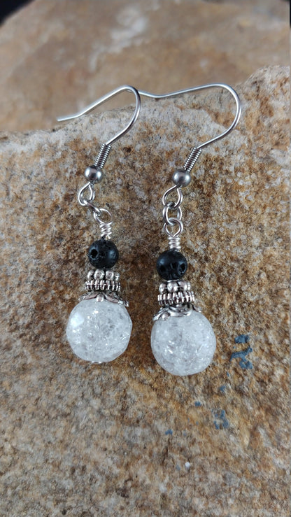 Ice Earrings with 4mm Lava – Icelandic Handmade Jewelry