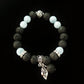 Lava and Natural Aquamarine Gemstone Bracelet - Larger 10mm Beads - Iceland Jewelry