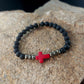 Cross Lava Bracelet with Colored Cross and Natural Iron Pyrite Gemstone