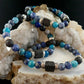 Mix of Blue Gemstone Beads and Lava Cube Bracelet