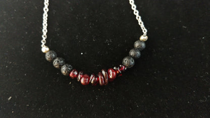 Lava and Natural Garnet Necklace - Icelandic Handmade Jewelry