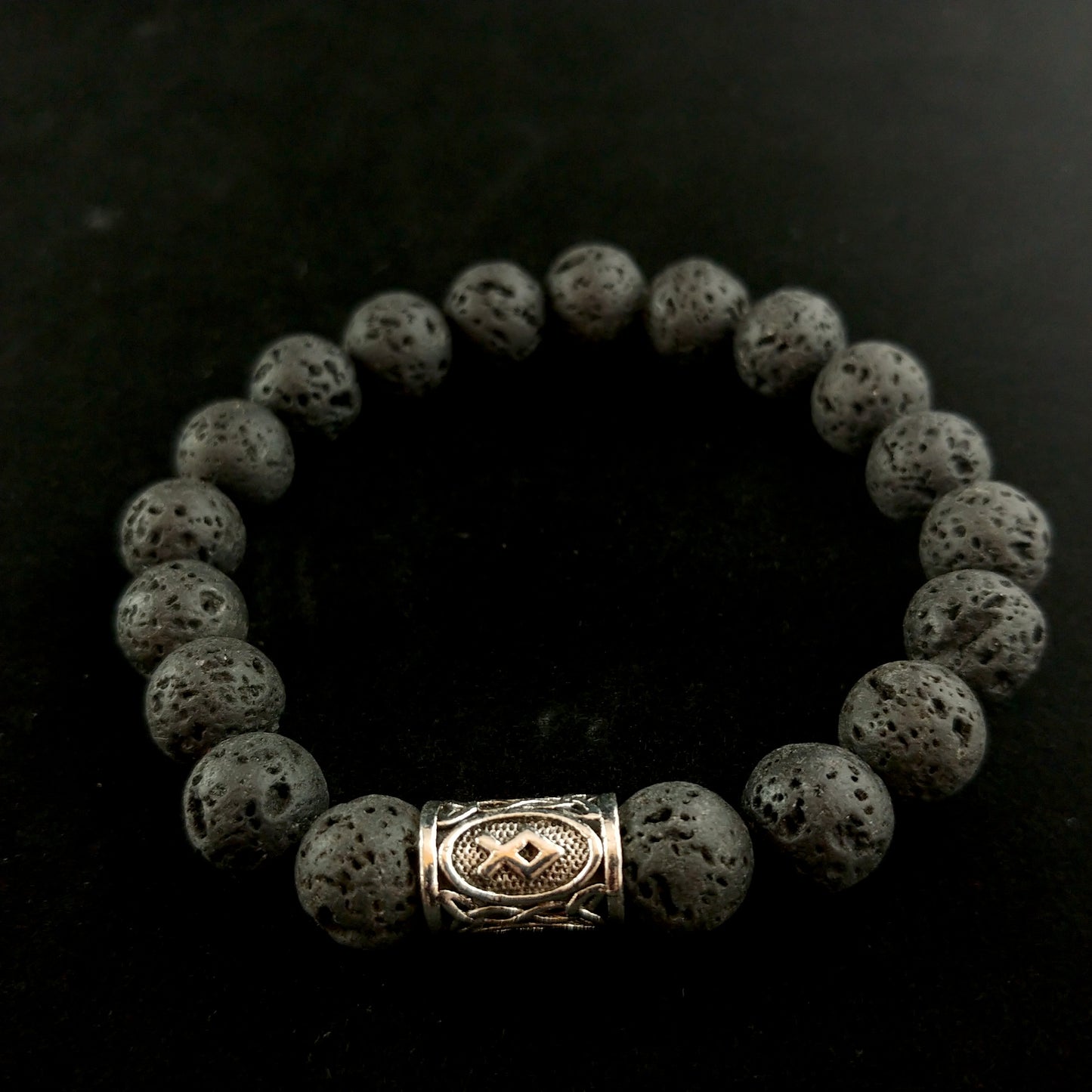 Lava Rock Runes Bracelet - Runic Viking Bracelet