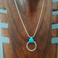 Blue Salmon Leather Silver Circle Necklace - Icelandic Fish Leather Jewelry - Handmade in Iceland