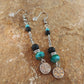 Long Lava and turquoise picasso Vegvísir Earrings - Icelandic Jewelry