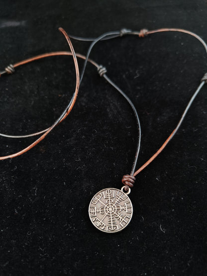 Vegvísir Leather Cord Necklace